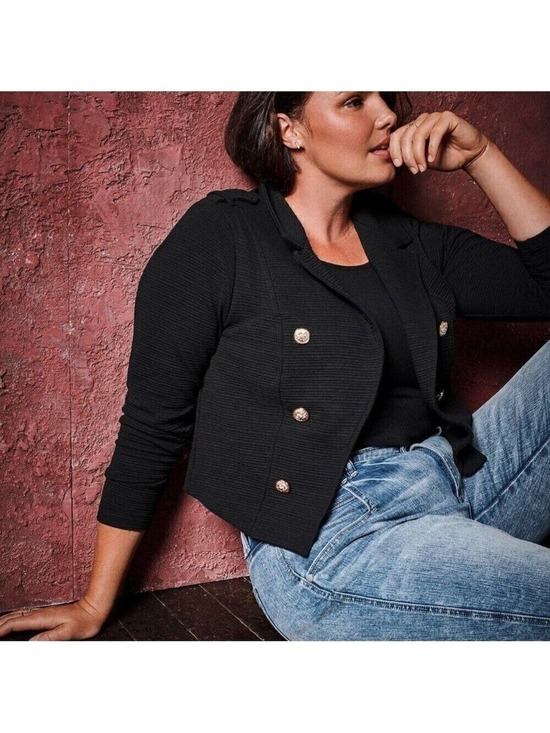 Torrid Jackets & Blazers - Torrid Black Ponte Knit Crop Military Jacket Size 2